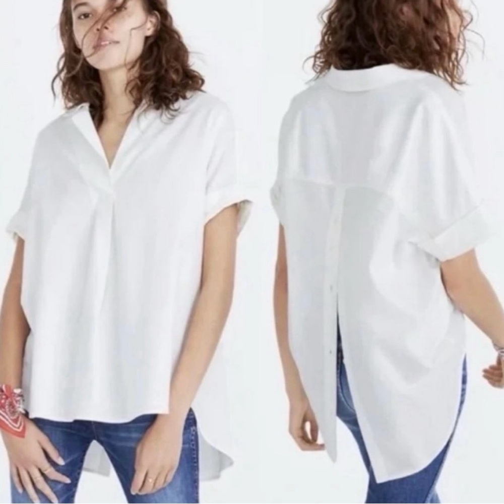 White Button-Back Blouse